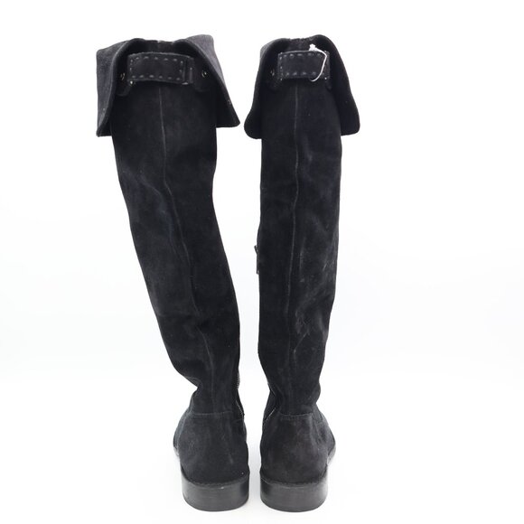 FRYE Shirley Over the Knee Fold Over Women's Size 6 B Zip Boots Black Suede - Picture 5 of 9
